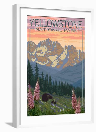 Spring Flowers, Yellowstone National Park-Lantern Press-Framed Art Print