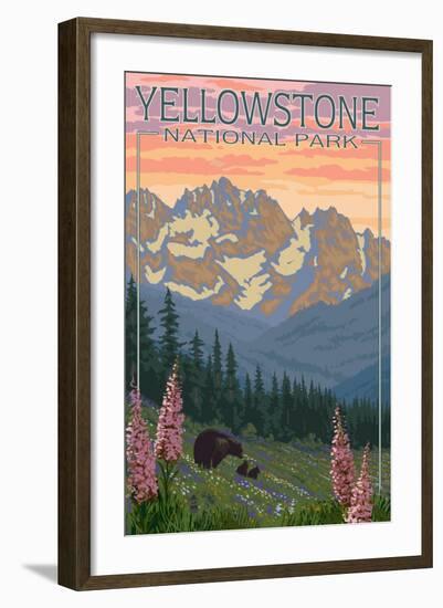 Spring Flowers, Yellowstone National Park-Lantern Press-Framed Art Print