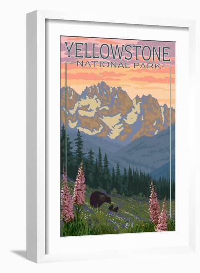 Spring Flowers, Yellowstone National Park-Lantern Press-Framed Art Print