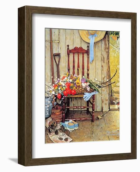 Spring Flowers-Norman Rockwell-Framed Giclee Print