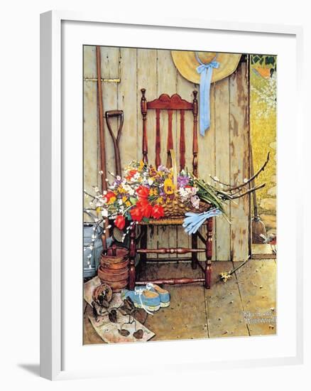 Spring Flowers-Norman Rockwell-Framed Giclee Print