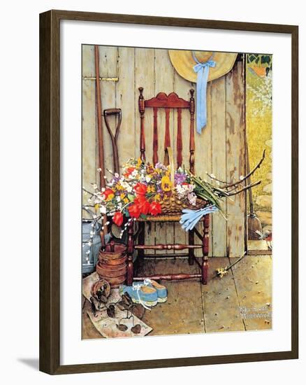 Spring Flowers-Norman Rockwell-Framed Giclee Print