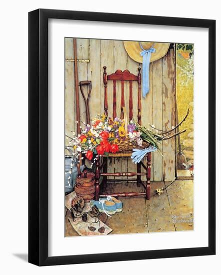 Spring Flowers-Norman Rockwell-Framed Premium Giclee Print