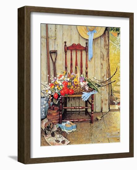 Spring Flowers-Norman Rockwell-Framed Giclee Print