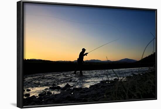 Spring Fly Fishing At Dusk Outside Of Fairplay Colorado The Mosquito Range Looms In The Background-Liam Doran-Framed Photographic Print