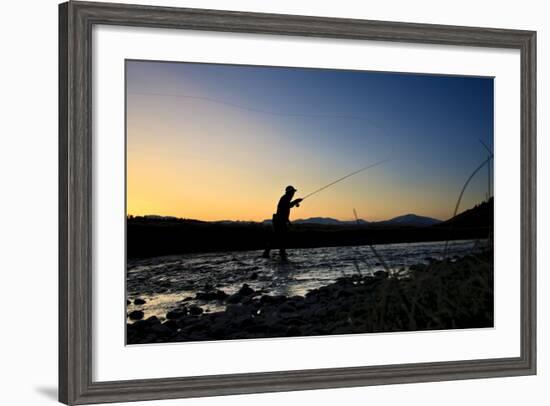 Spring Fly Fishing At Dusk Outside Of Fairplay Colorado The Mosquito Range Looms In The Background-Liam Doran-Framed Photographic Print