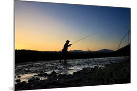 Spring Fly Fishing At Dusk Outside Of Fairplay Colorado The Mosquito Range Looms In The Background-Liam Doran-Mounted Photographic Print