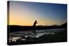 Spring Fly Fishing At Dusk Outside Of Fairplay Colorado The Mosquito Range Looms In The Background-Liam Doran-Stretched Canvas