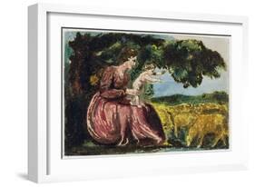 Spring, from 'Songs of Innocence', 1789 (Coloure-Printed Relief Etching with W/C on Paper)-William Blake-Framed Giclee Print