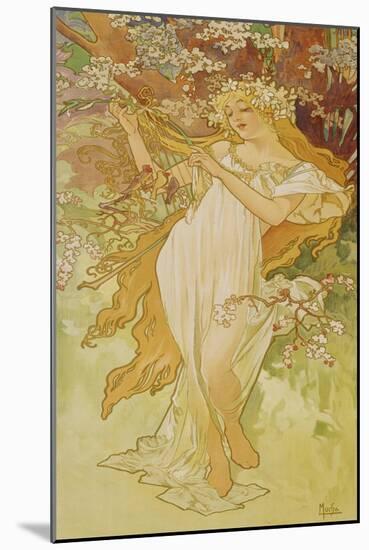 Spring (From the Series "Seasons"), 1896-Alphonse Mucha-Mounted Giclee Print