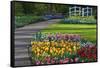 Spring Garden with Bridge-Anna Miller-Framed Stretched Canvas