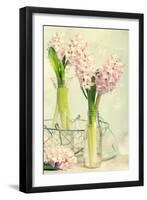 Spring Hyacinth Flowers in Vintage Glass Bottles-Amd Images-Framed Photographic Print