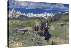 Spring in the Alps, 1897-Giovanni Segantini-Stretched Canvas