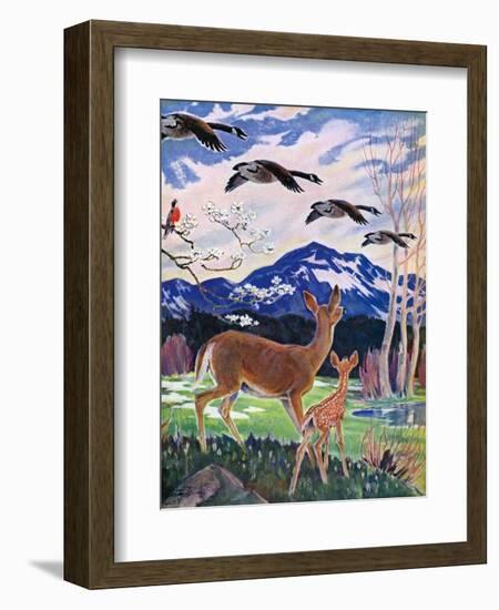 "Spring in the Meadow,"March 1, 1938-Paul Bransom-Framed Giclee Print