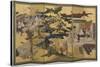 Spring in the Palace, Six-Fold Screen from 'The Tale of Genji', C.1650-Japanese-Stretched Canvas