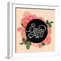 Spring is in the Air - Flowers Quote-ONiONAstudio-Framed Art Print