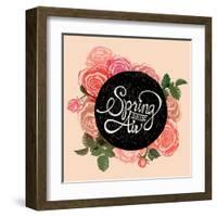 Spring is in the Air - Flowers Quote-ONiONAstudio-Framed Art Print