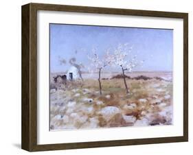 Spring (Landscape with Blooming Almond Trees and Trullo House)-Giuseppe De Nittis-Framed Art Print
