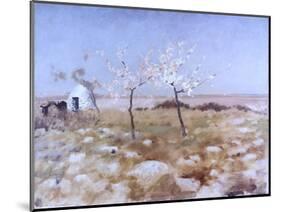 Spring (Landscape with Blooming Almond Trees and Trullo House)-Giuseppe De Nittis-Mounted Art Print