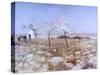 Spring (Landscape with Blooming Almond Trees and Trullo House)-Giuseppe De Nittis-Stretched Canvas