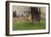 Spring Landscape with Trees (W/C on Paper)-Onorato Carlandi-Framed Giclee Print