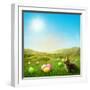 Spring Meadow with Rabbit and Easter Eggs-egal-Framed Photographic Print