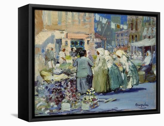 Spring Morning, Houston and Division Streets, New York-George Luks-Framed Stretched Canvas