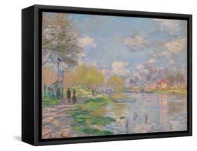 Spring on the Seine-Claude Monet-Framed Stretched Canvas