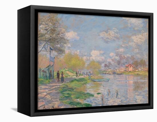 Spring on the Seine-Claude Monet-Framed Stretched Canvas