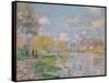 Spring on the Seine-Claude Monet-Framed Stretched Canvas