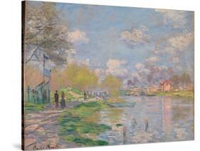Spring on the Seine-Claude Monet-Stretched Canvas