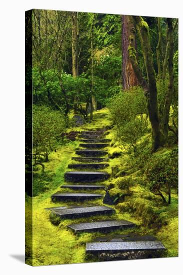 Spring on the Steps, Portland Japanese Garden, Portland, Oregon, USA-Michel Hersen-Stretched Canvas