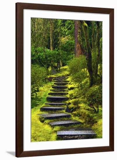 Spring on the Steps, Portland Japanese Garden, Portland, Oregon, USA-Michel Hersen-Framed Premium Photographic Print