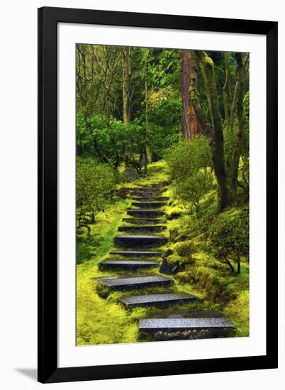 Spring on the Steps, Portland Japanese Garden, Portland, Oregon, USA-Michel Hersen-Framed Photographic Print