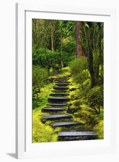 Spring on the Steps, Portland Japanese Garden, Portland, Oregon, USA-Michel Hersen-Framed Photographic Print