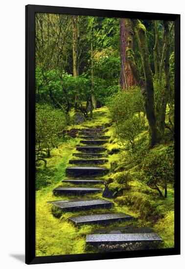 Spring on the Steps, Portland Japanese Garden, Portland, Oregon, USA-Michel Hersen-Framed Photographic Print