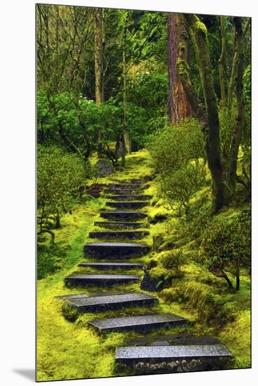 Spring on the Steps, Portland Japanese Garden, Portland, Oregon, USA-Michel Hersen-Mounted Premium Photographic Print