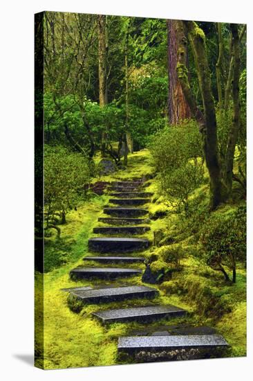 Spring on the Steps, Portland Japanese Garden, Portland, Oregon, USA-Michel Hersen-Stretched Canvas