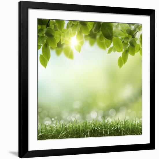 Spring or Summer Season Abstract Nature Background with Grass and Blue Sky in the Back-Krivosheev Vitaly-Framed Photographic Print