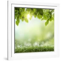 Spring or Summer Season Abstract Nature Background with Grass and Blue Sky in the Back-Krivosheev Vitaly-Framed Photographic Print