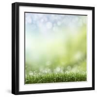 Spring or Summer Season Abstract Nature Background with Grass and Blue Sky in the Back-Krivosheev Vitaly-Framed Art Print