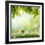 Spring or Summer Season Abstract Nature Background with Grass and Blue Sky in the Back-Krivosheev Vitaly-Framed Art Print