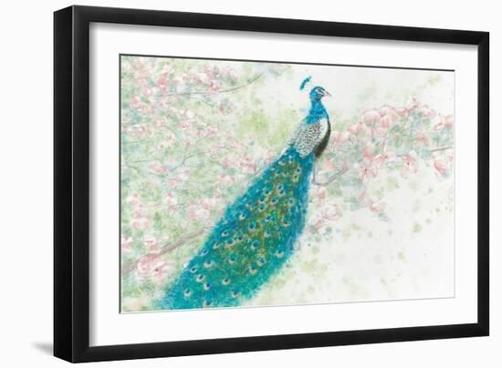 Spring Peacock I Pink Flowers-James Wiens-Framed Art Print