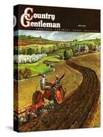 "Spring Plowing," Country Gentleman Cover, May 1, 1945-Peter Helck-Stretched Canvas