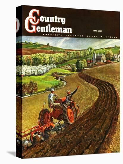 "Spring Plowing," Country Gentleman Cover, May 1, 1945-Peter Helck-Stretched Canvas