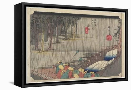 Spring Rain, Tsuchiyama, C. 1833-Utagawa Hiroshige-Framed Stretched Canvas