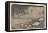 Spring Rain, Tsuchiyama, C. 1833-Utagawa Hiroshige-Framed Stretched Canvas