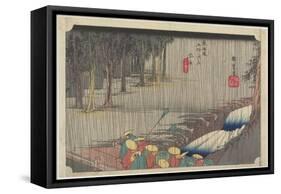 Spring Rain, Tsuchiyama, C. 1833-Utagawa Hiroshige-Framed Stretched Canvas