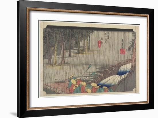 Spring Rain, Tsuchiyama, C. 1833-Utagawa Hiroshige-Framed Giclee Print