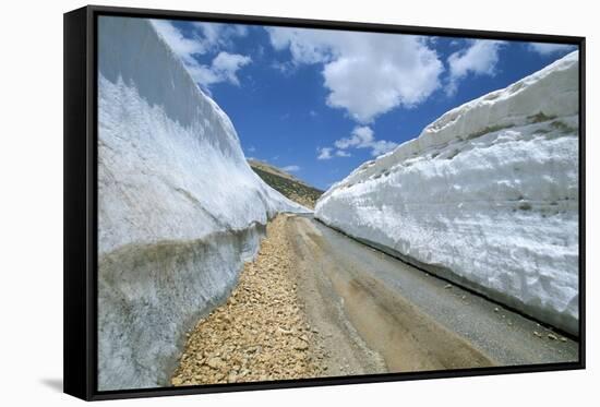 Spring Snow on Road Crossing the Mount Lebanon Range Near Bcharre, Lebanon, Middle East-Gavin Hellier-Framed Stretched Canvas